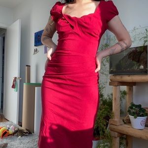Le Chateau red bodycon midi dress